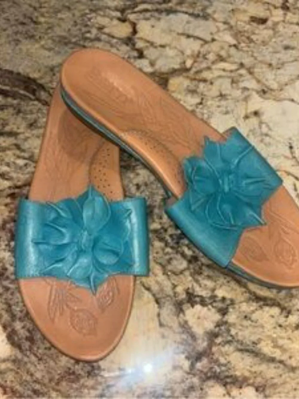 b.o.c. Teal Floral Slide Sandals - Picture 6 of 9